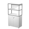 LIBRERIA media metal + arm. basso bianco/bianco/bianco/str.antracite ESSENCE