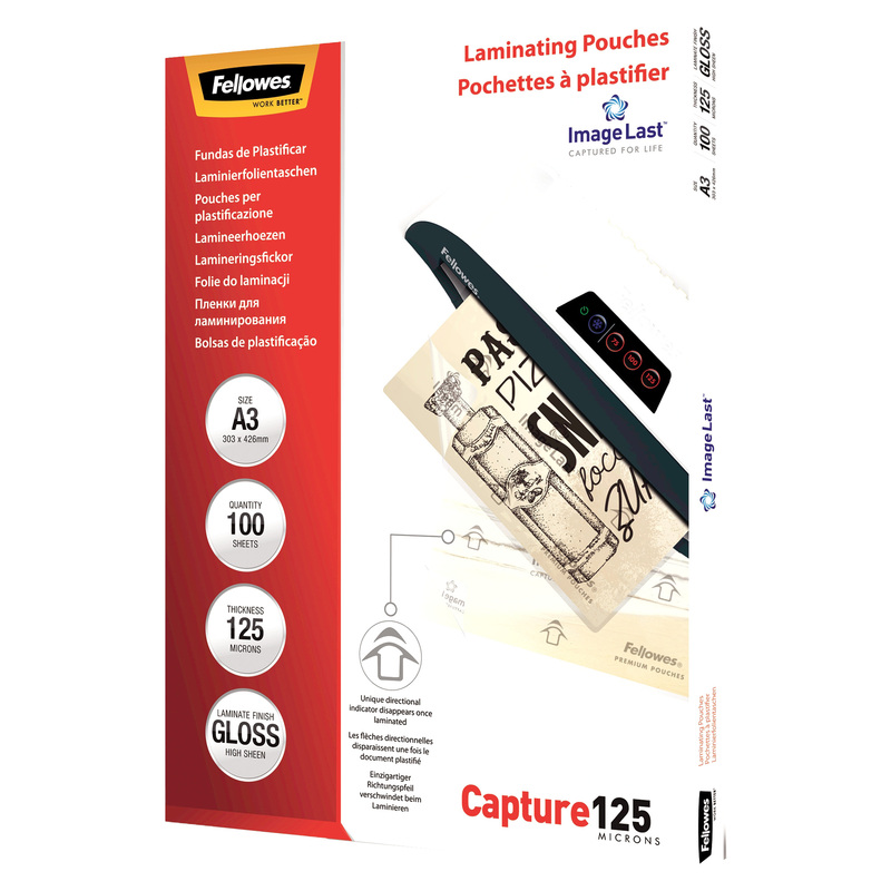 Scatola 100 pouches CAPTURE125 125mic A3 Fellowes