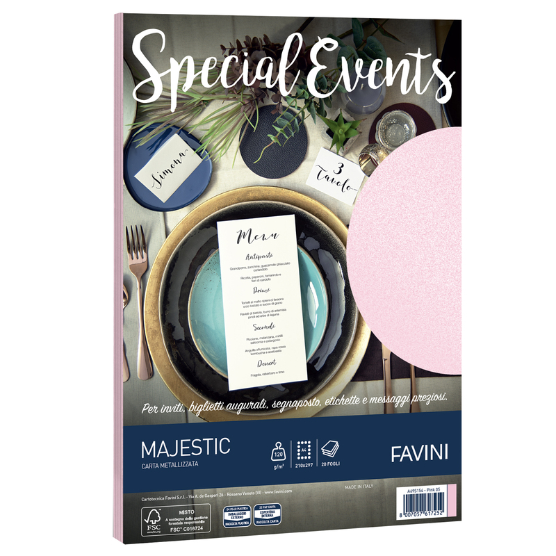 Carta metallizzata SPECIAL EVENTS A4 20fg 120gr rosa FAVINI