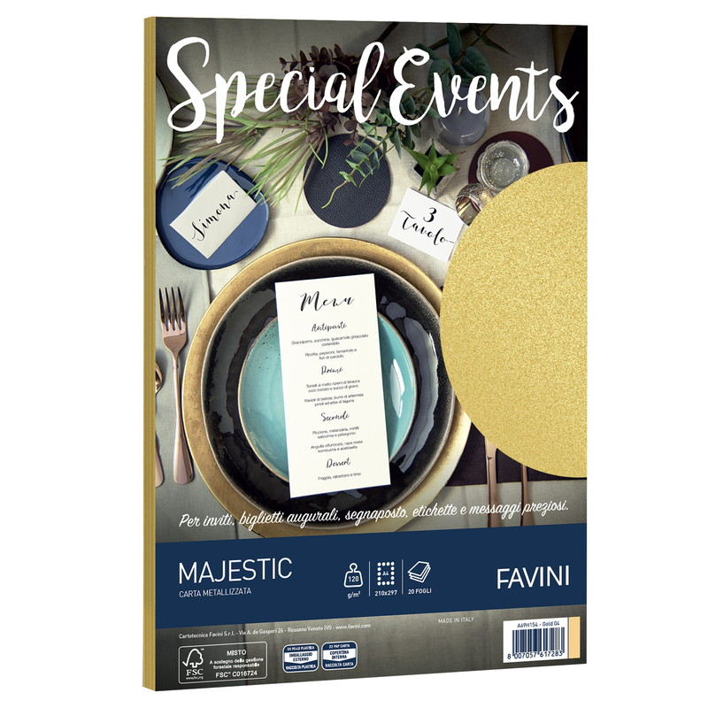 Carta metallizzata SPECIAL EVENTS A4 20fg 120gr oro FAVINI