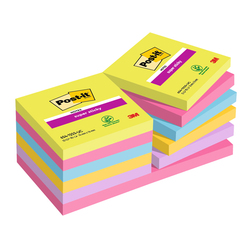 BLOCCO 90foglietti Post-itR Super Sticky 76x76mm ULTRACOLOR 654-12SSUCC