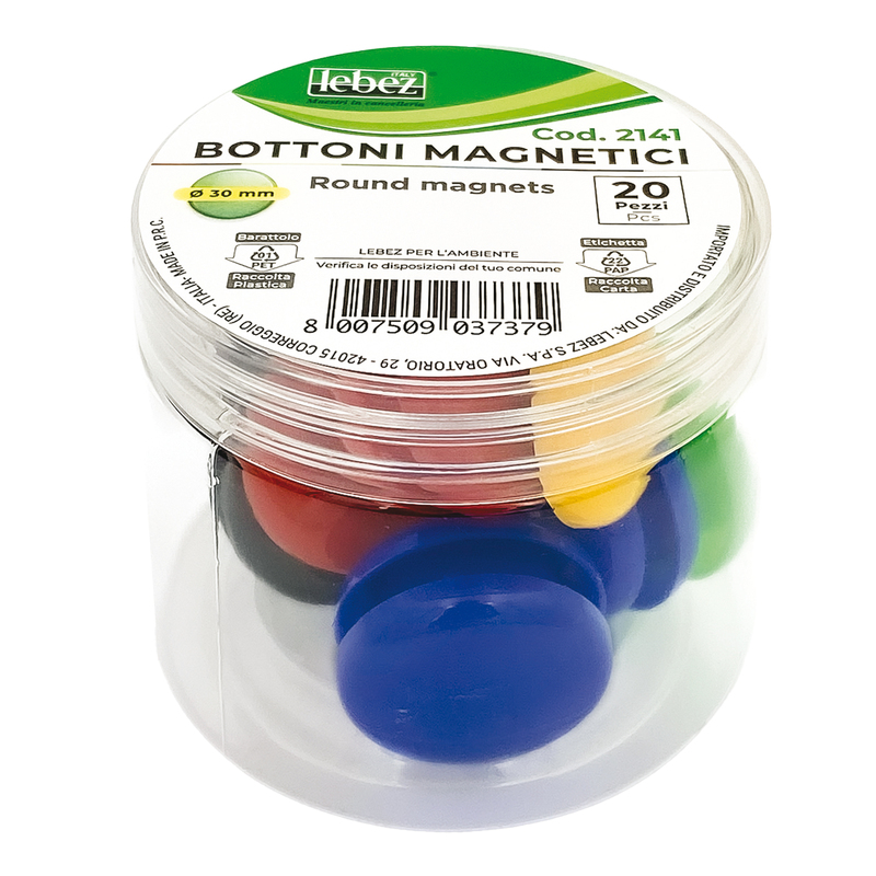 BARATTOLO 20 MAGNETI TONDI Ã 30MM COLORI ASS. ART.2141