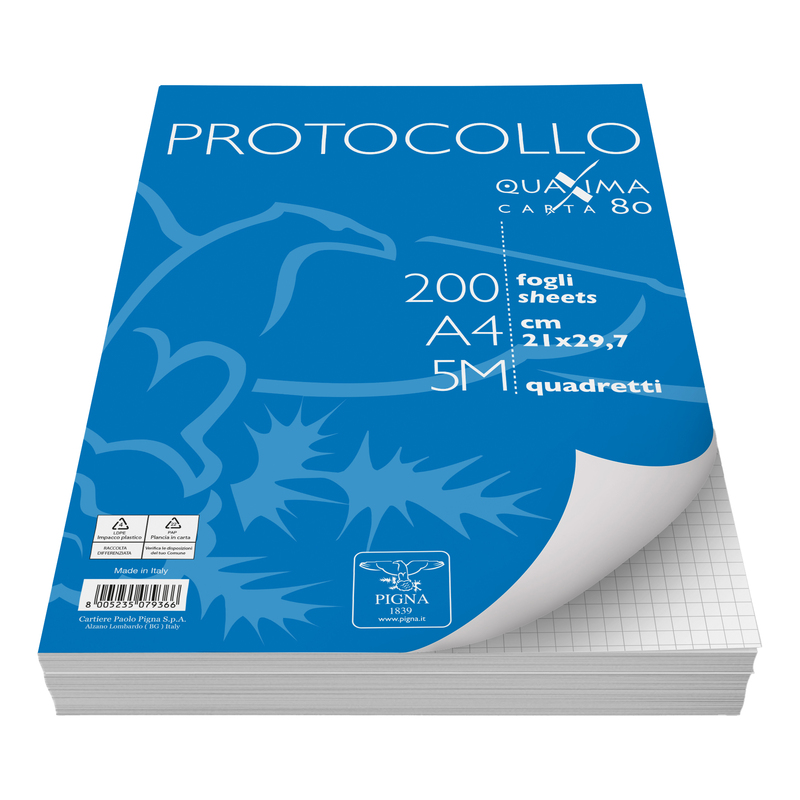 PROTOCOLLO A4 5MM 200FG 80GR PIGNA