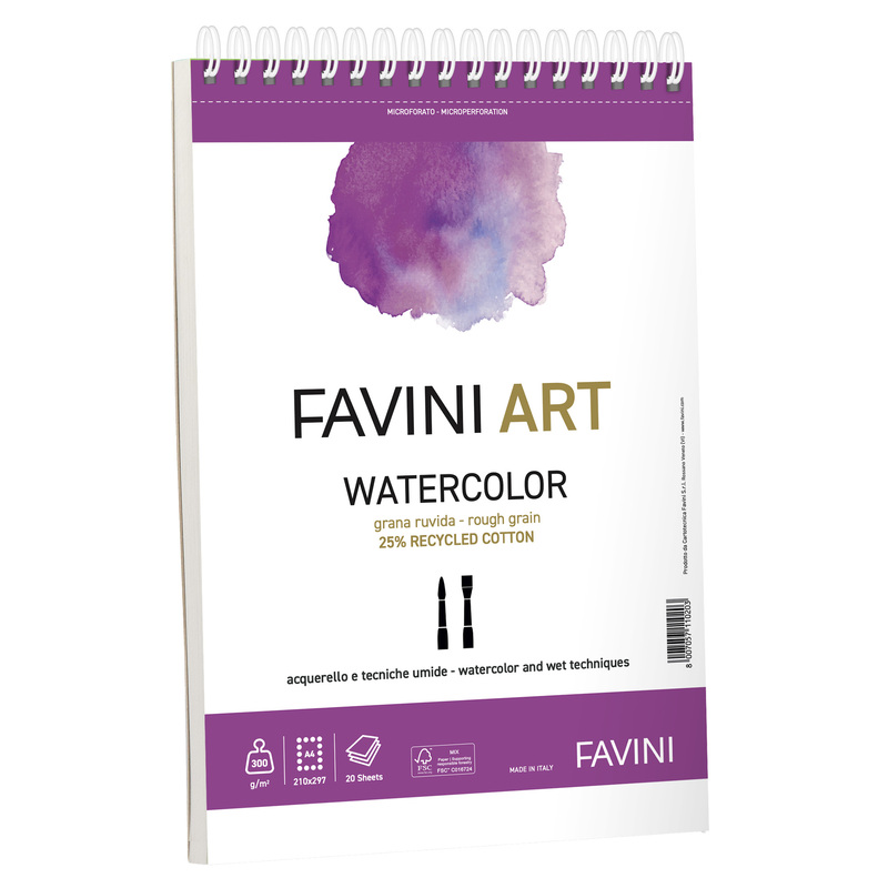 Album spiralato Watercolor Favini Art 20fg 300gr 23x29