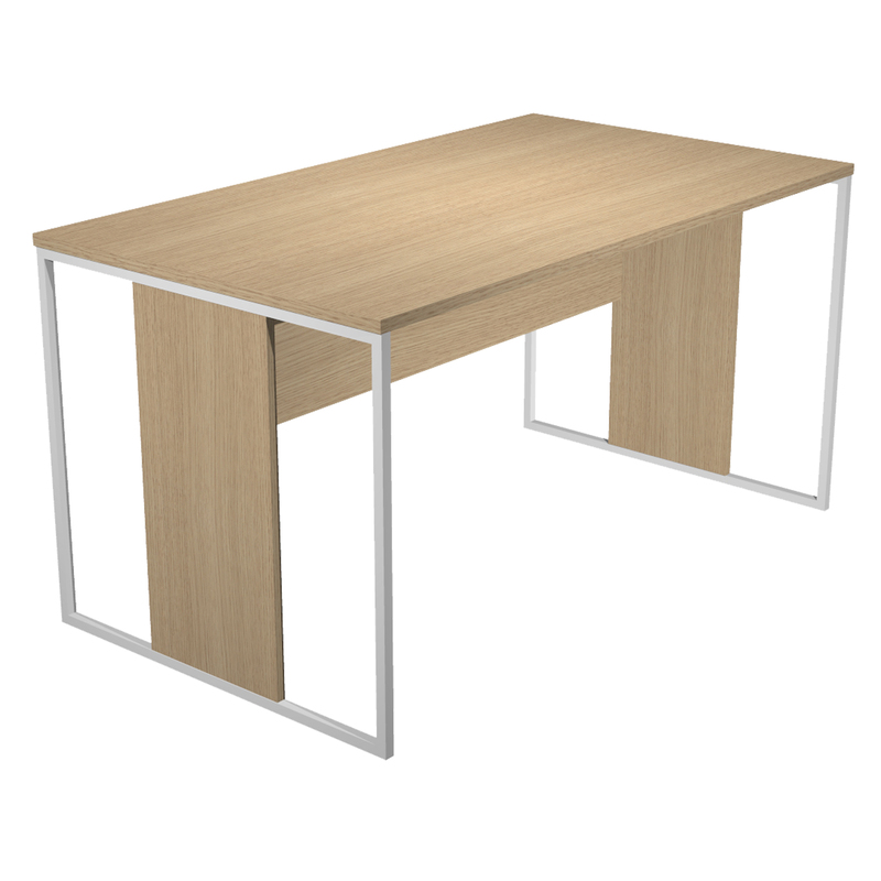 SCRIVANIA SINGOLA 160X80cm ROVERE - gamba BIANCO - ESSENCE