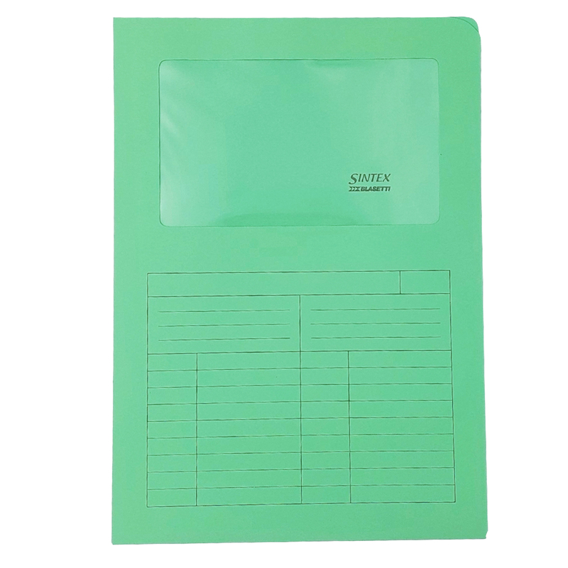 50 Cartelline a L c/finestra verde 120gr Sintex Blasetti