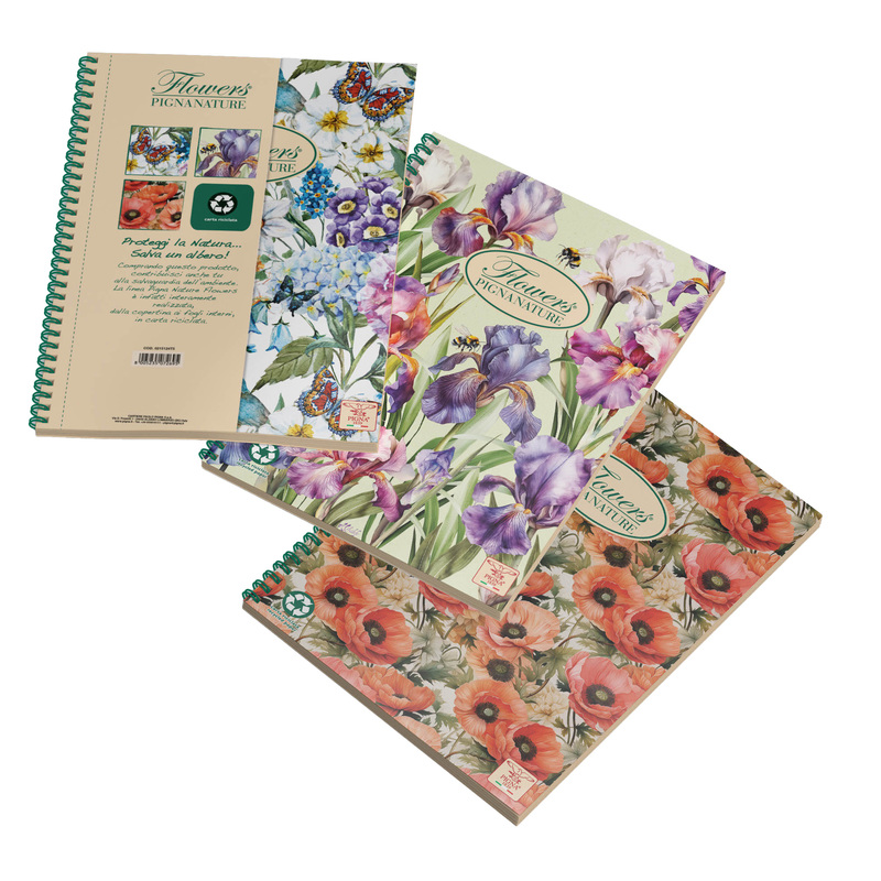 BLOCCO SPIRALE 232X297MM 5MM A4 80GR 120FG PIGNA NATURE FLOWERS