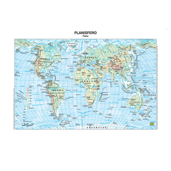 CARTA GEOGRAFICA SCOLASTICA PLASTIFICATA MONDO 297X420MM BELLETTI