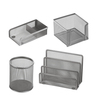 Set scrivania 4 accessori in rete metallica argento 1424 LEBEZ