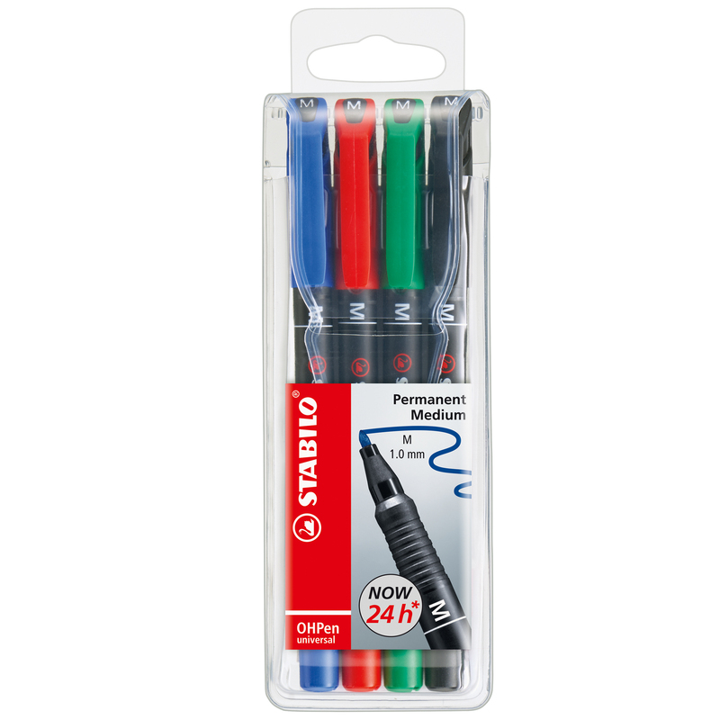 BUSTA 4 PENNARELLI STABILO OHPEN 843 PERMANENTE MEDIA