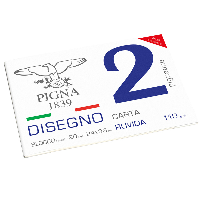 BLOCCO DISEGNO PIGNA2 24x33cm 4 angoli 20fg 110gr ruvido