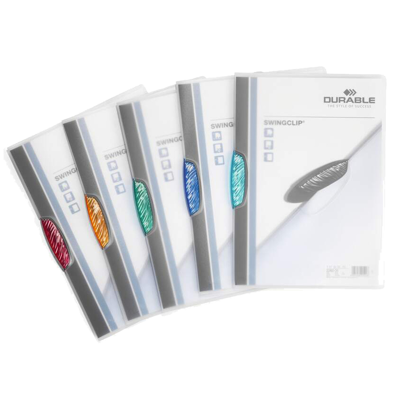 PACK 5 CARTELLINE CON CLIP COLORATA SWINGCLIP DURABLE