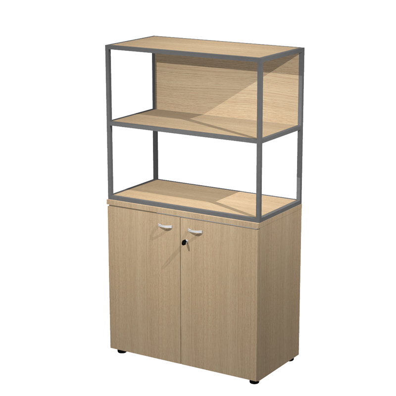 LIBRERIA media metal + arm. basso rovere/rovere/rovere/str.antracite ESSENCE