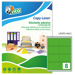 Etichetta adesiva LP4F verde fluo 70fg A4 99