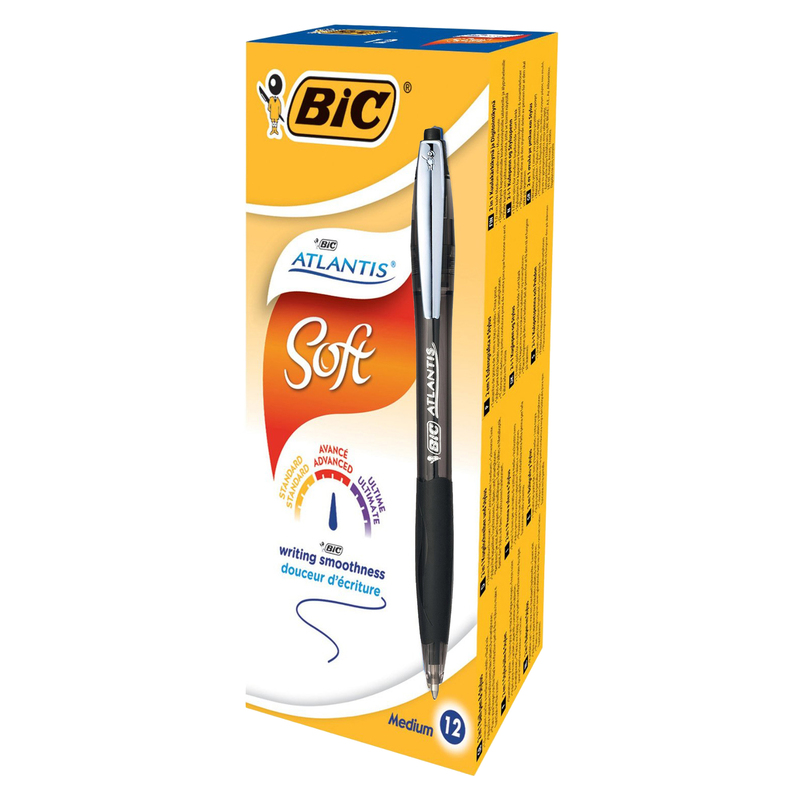 SCATOLA 12 PENNE SFERA SCATTO BICÂ®ATLANTIS PREMIUM clip metal 1