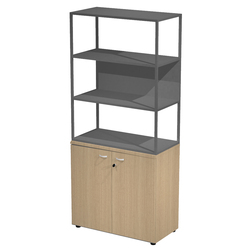 LIBRERIA alta metal + arm. basso rovere/rovere/antracite/str.antracite ESSENCE