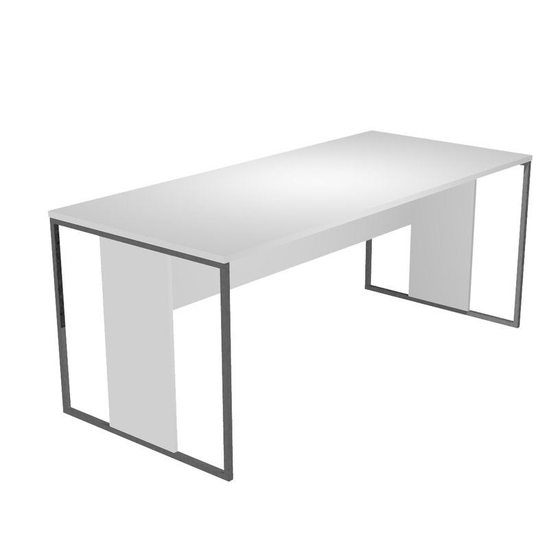 SCRIVANIA SINGOLA 180X80cm BIANCO - gamba ANTRACITE - ESSENCE