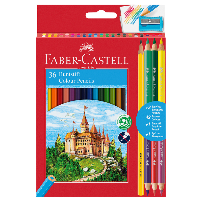 Astuccio 36 matite colorati eco Il Castello+3 bicolor+1 grafite Faber Castell