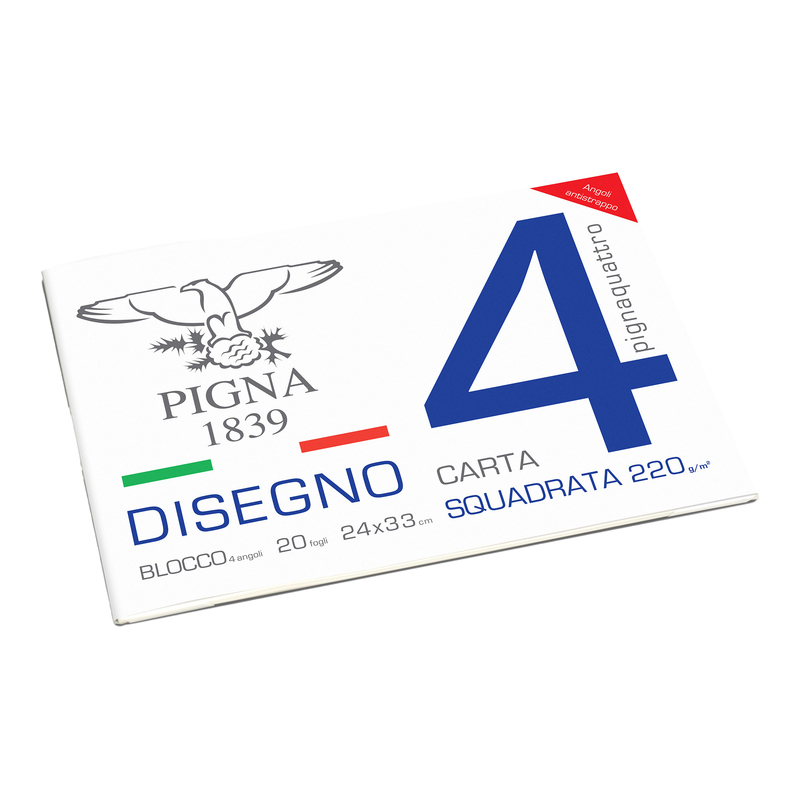 BLOCCO DISEGNO PIGNA4 24x33cm 4 angoli 20fg 200gr liscio squadrato