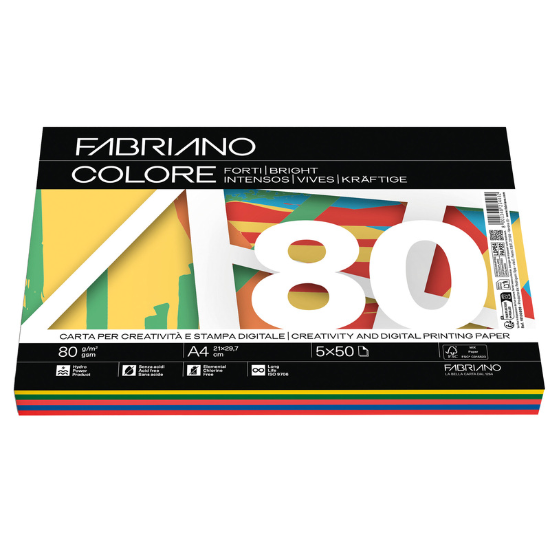 FabrianoColore A4 80gr 250fg mix 5 colori forti