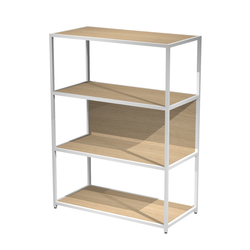 LIBRERIA 4 ripiani 90x44H122cm con struttura metal BIANCO - ROVERE Modular