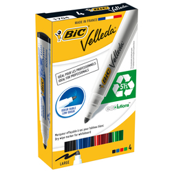 ASTUCCIO 4 MARCATORI P.TONDA Whiteboard VELLEDAR 1701 Recycled BICR