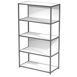 LIBRERIA 5 ripiani 90x44H161cm con struttura metal ANTRACITE - BIANCO Modular