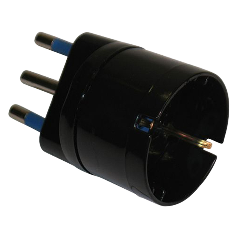 ADATTATORE SEMPLICE NERO CON SPINA 2P+T 16A - PRESA SCHUKO 16A