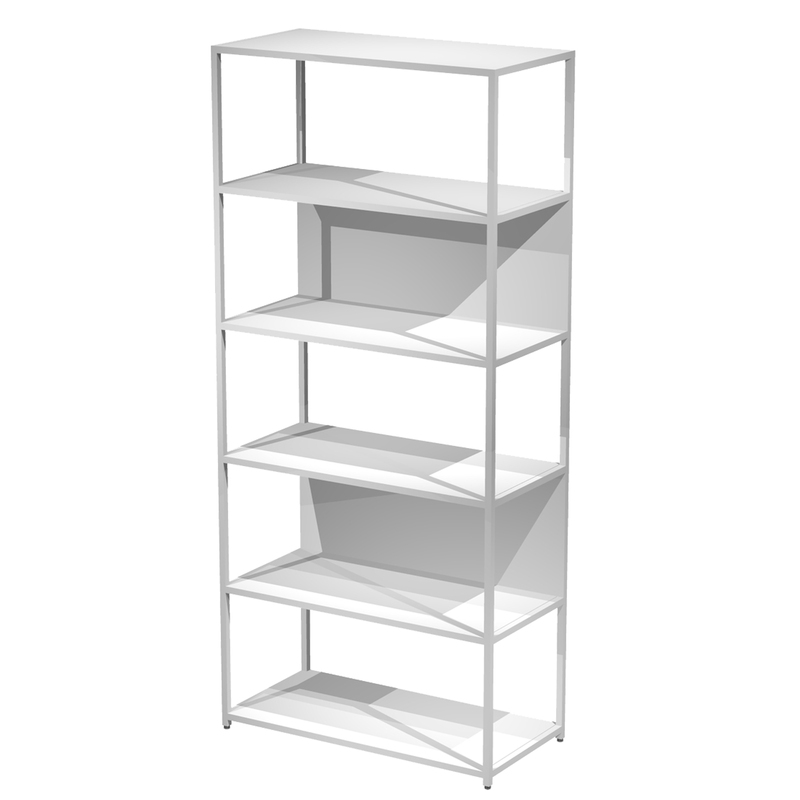 LIBRERIA 6 ripiani 90x44H200cm con struttura metal BIANCO - BIANCO Modular
