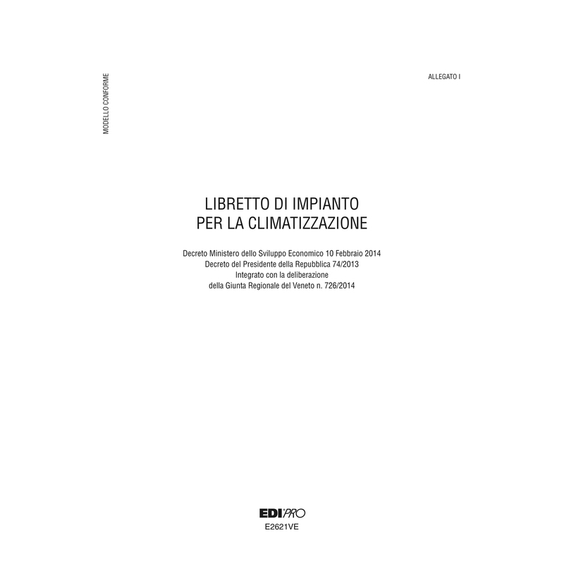 LIBRETTO IMPIANTO CLIMATIZZAZIONE VENETO 297x210mm 48pag E2621VE EDIPRO
