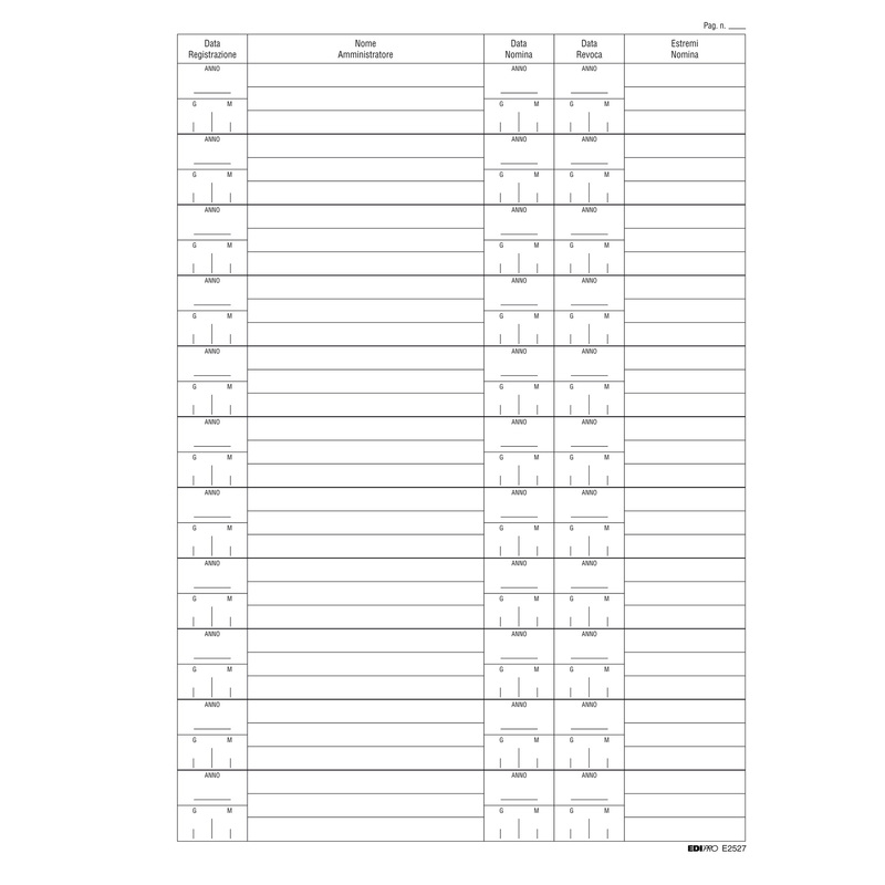 REGISTRO NOMINA/REVOCA AMMINISTRATORE 297X210mm 16PAG E2527