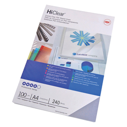 100 COPERTINE HI-CLEAR 240MIC A4 TRASPARENTE NEUTRO