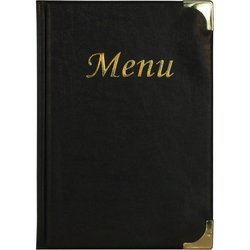 PORTA MENU' A5-23,7x17,2cm NERO in PVC BASIC con 4+2 BUSTE FISSE