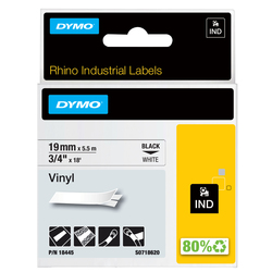 NASTRO VINILE 19mm x 5.5mt nero su bianco 18445 RHINO