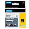 NASTRO NYLON FLESSIBILE 12mm x 3.5mt nero su bianco 18488 RHINO