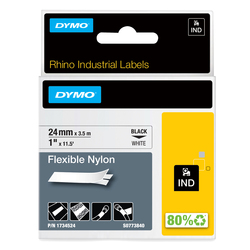 NASTRO NYLON FLESSIBILE 24mm x 3.5mt nero su bianco 1734524 RHINO