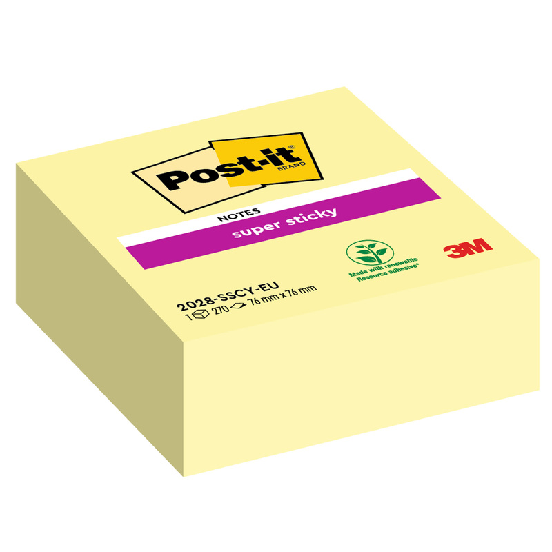 CUBO 270 foglietti Post-itR Super Sticky Giallo Canary 76x76mm 2028-SSCY-EU